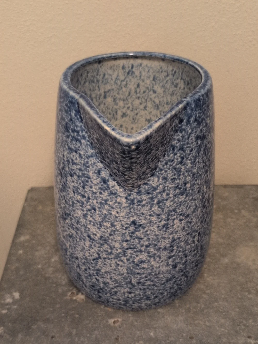 Vintage Emporium Of Maine Country Life Stoneware Pitcher Blue Folk Art